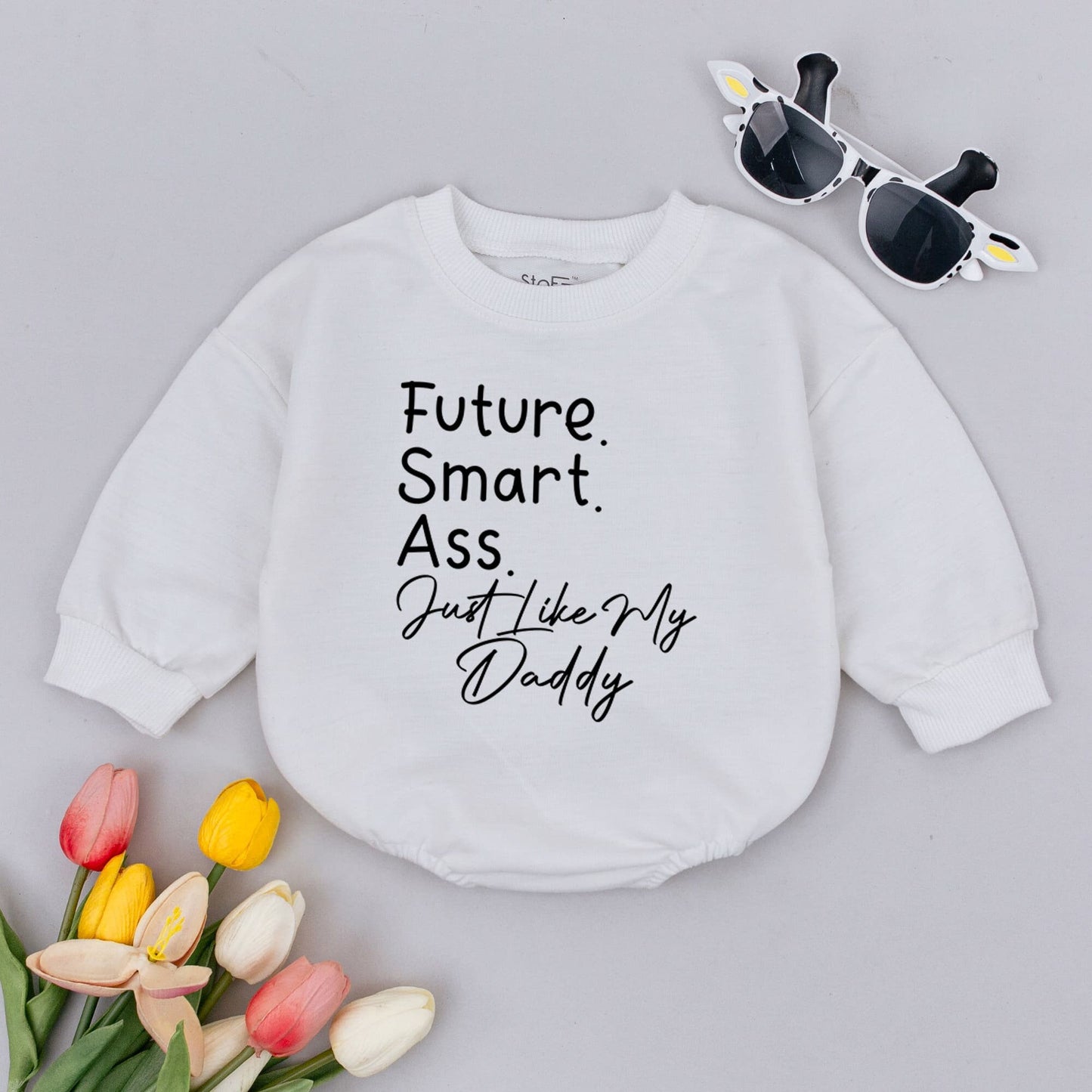 Funny Future Smart Ass Just Like My Daddy Baby Romper Bodysuit, Perfect Father's Day or Baby Shower Gift for New Dad, Soft Cotton Baby Boy Girl Clothes