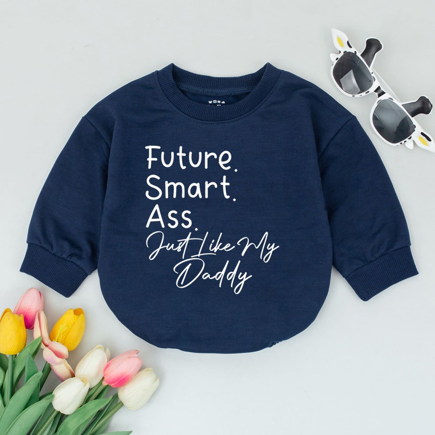 Funny Future Smart Ass Just Like My Daddy Baby Romper Bodysuit, Perfect Father's Day or Baby Shower Gift for New Dad, Soft Cotton Baby Boy Girl Clothes