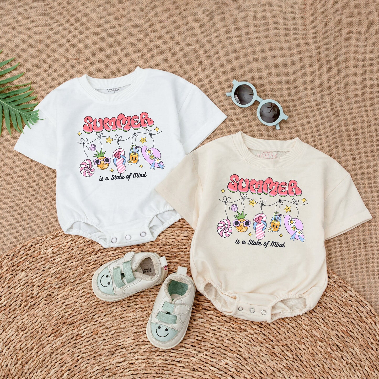 Summer Baby Girl Bubble Romper with Watermelon Letters Pineapple Flip Flops & Sun Hat Adorable Summer Outfit Baby Shower Gift