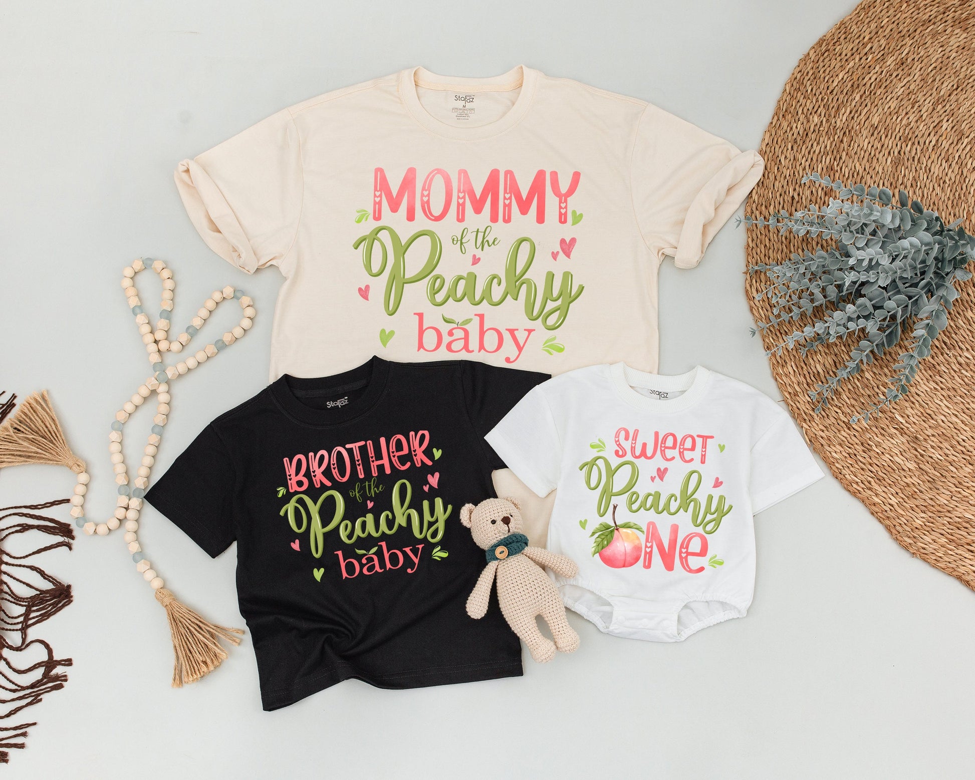 Matching Peach 1st Birthday Outfit: Mommy and Me Shirts for Family Fun, Sweet Peach Party, First Birthday Girl or Boy, Custom Family