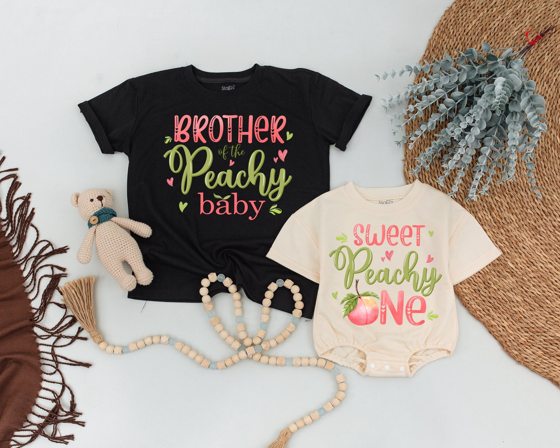 Matching Peach 1st Birthday Outfit: Mommy and Me Shirts for Family Fun, Sweet Peach Party, First Birthday Girl or Boy, Custom Family