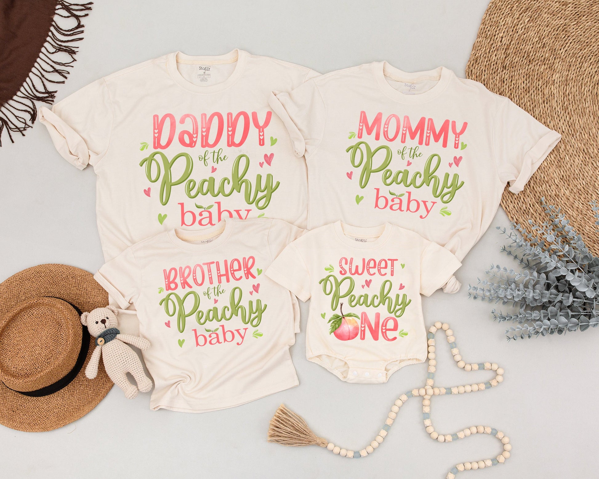 Matching Peach 1st Birthday Outfit: Mommy and Me Shirts for Family Fun, Sweet Peach Party, First Birthday Girl or Boy, Custom Family