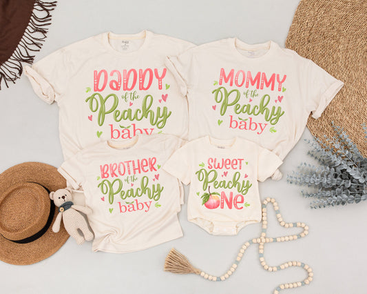 Matching Peach 1st Birthday Outfit: Mommy and Me Shirts for Family Fun, Sweet Peach Party, First Birthday Girl or Boy, Custom Family