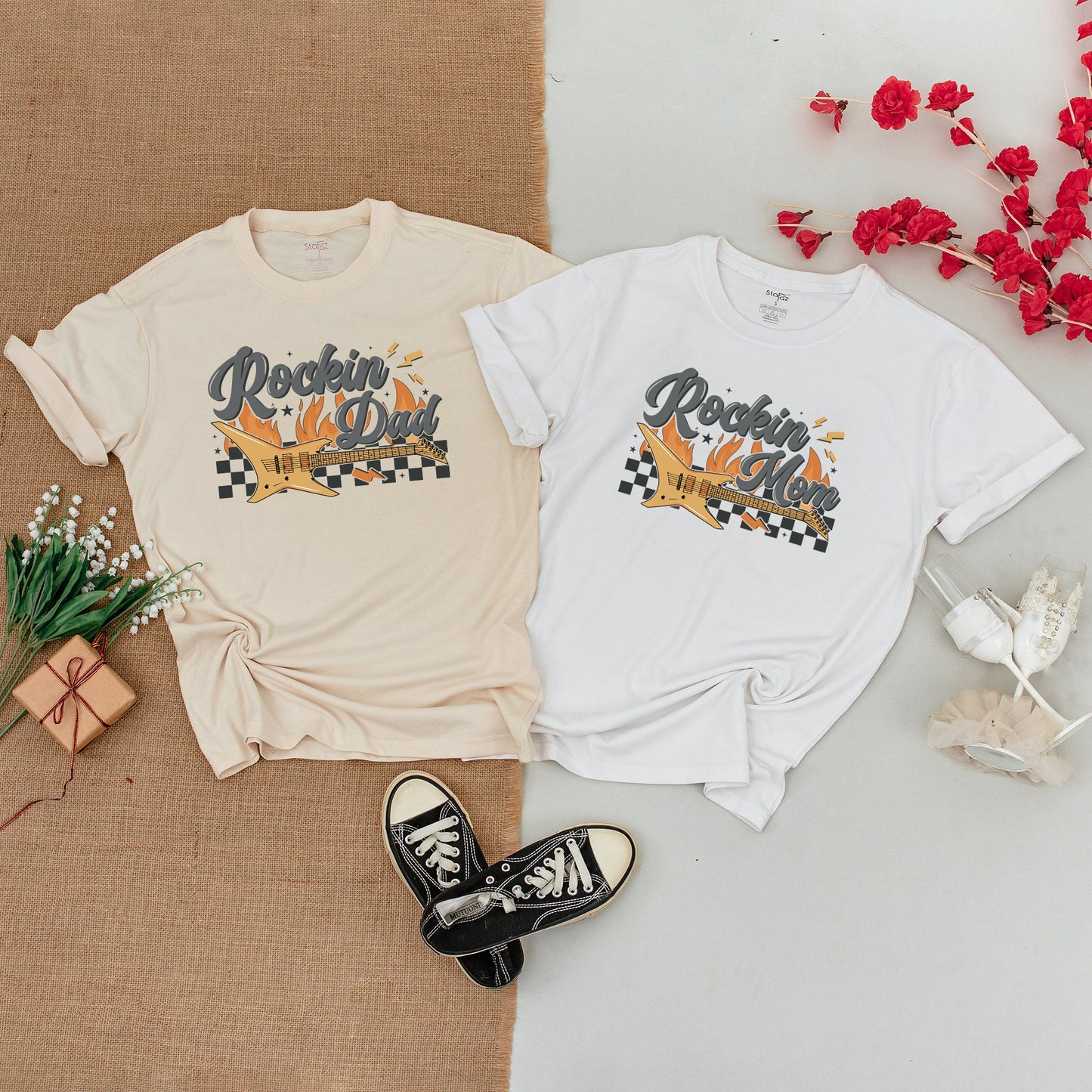 Rockin' One Birthday Family Matching Shirts, Born to Rock Outfit, Baby Boy 1st Birthday Bodysuit, Rock and Roll Party, Rockstar Celebration Gift Set