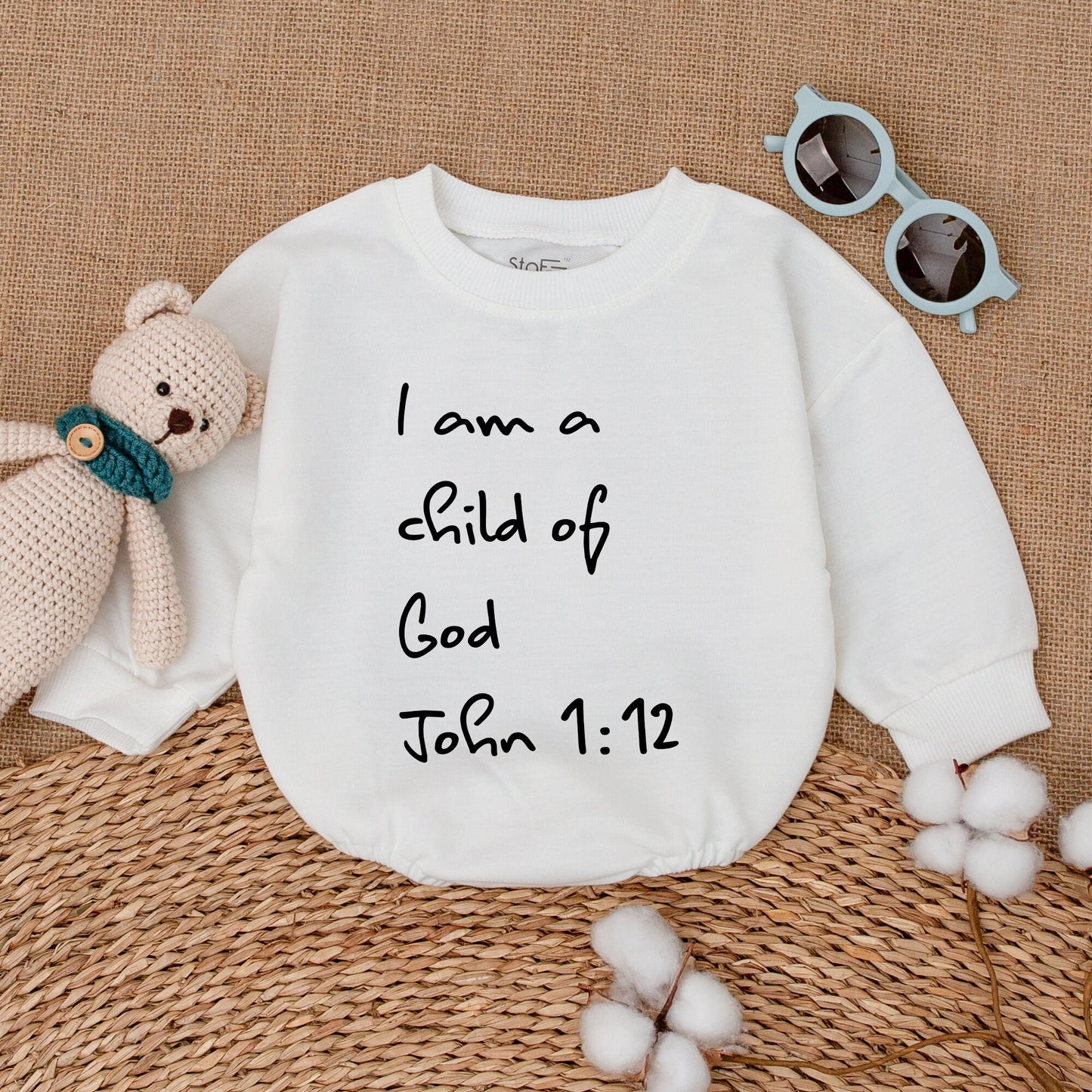I Am A Child Of God Baby Romper John 1:12 Bible Verse Bodysuit Religious Newborn Keepsake Christian Outfit Baptism Shower Gift