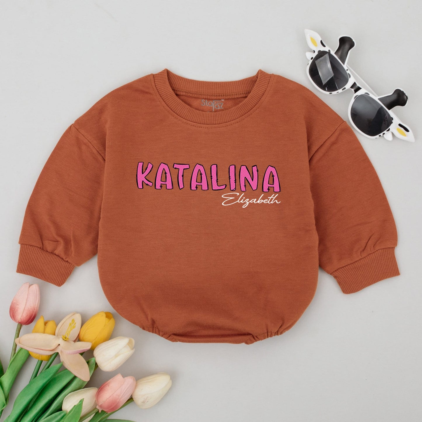 Personalized Baby Girl Name Bubble Romper soft comfy Baby Shower Gift New Baby Outfit Gender Neutral Newborn Coming Home Present