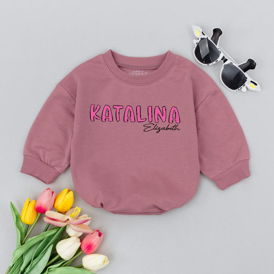 Personalized Baby Girl Name Bubble Romper soft comfy Baby Shower Gift New Baby Outfit Gender Neutral Newborn Coming Home Present