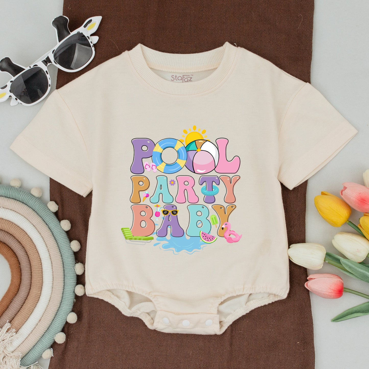 Pool Party Family Matching Shirts Mom Dad Baby Outfits Summer Fun First Birthday Baby Bodysuit Watermelon Fun