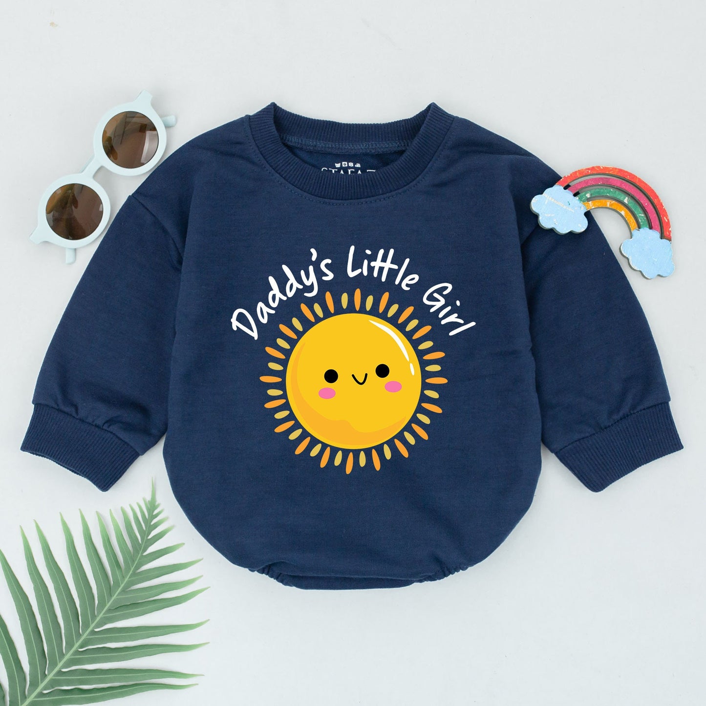 Daddy's Little Girl Romper Yellow Sun Rays Cute Baby Girl Outfit Father's Day Gift Natural Infant Newborn Clothes