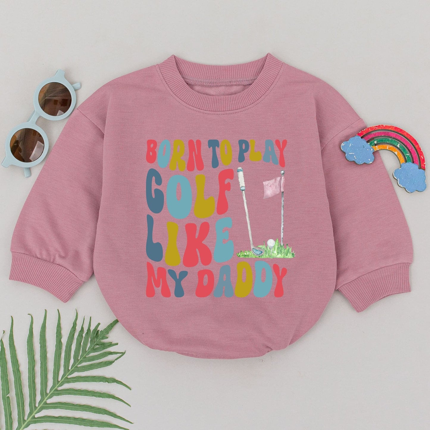 Born To Play Golf Like Daddy Baby Boy Romper Future Golfer Bodysuit Gift, Father's Day Announcement, Retro Golf Outfit