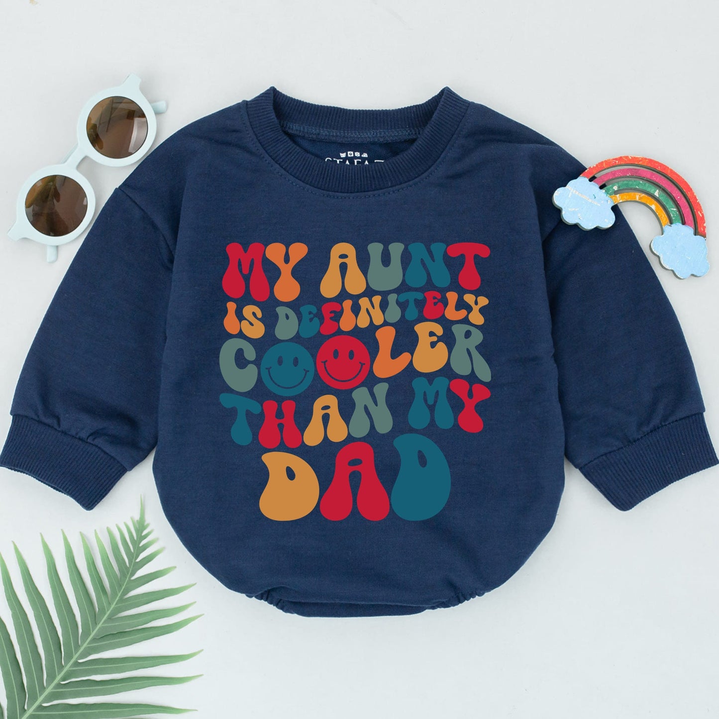 My Aunt is Definitely Cooler Than My Dad Baby Romper 70s Retro Design Aunt Gift for Girls Boys Newborn Infant Bodysuit