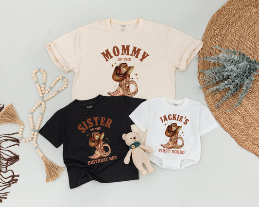 My First Rodeo 1st Birthday Family Shirts - Cowboy Baby Outfit