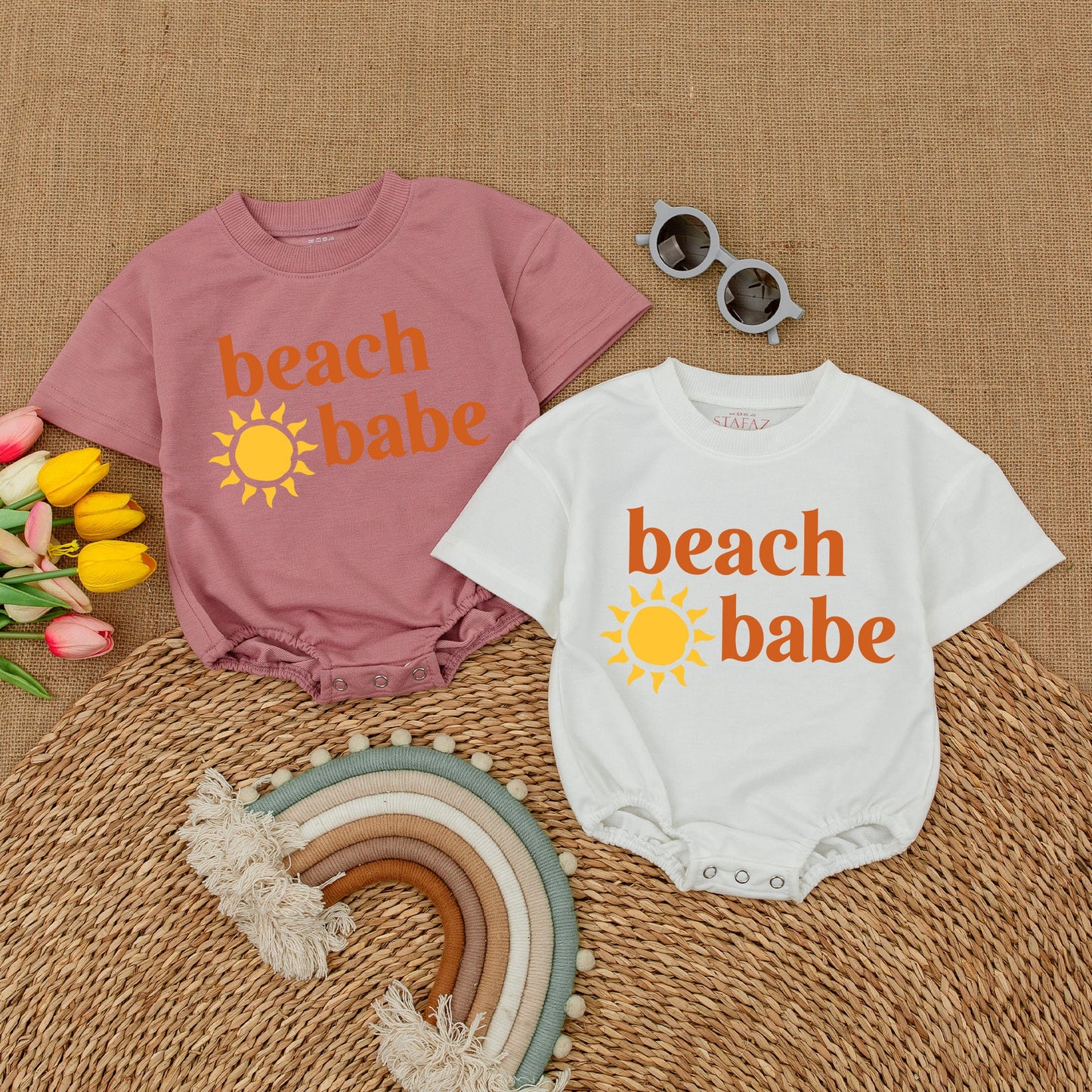 Beach Babe Bodysuit Here Comes The Sun Baby Romper Gender Neutral Bubble Romper for Beach Trips Newborn Outfits