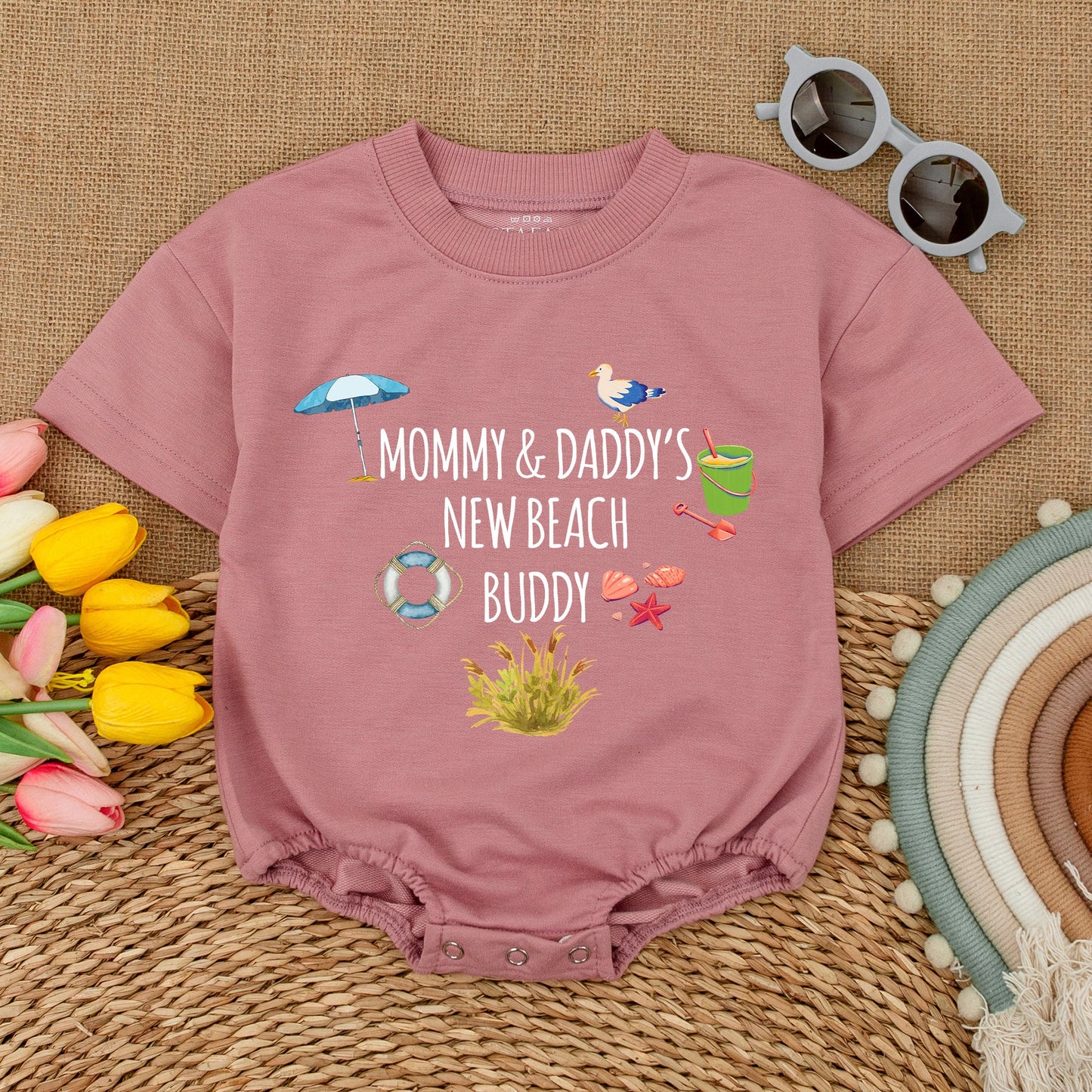 Mommy & Daddy's New Beach Buddy Bodysuit Summer Beach Baby Romper Nautical Beach Baby Shower Fun Outfit