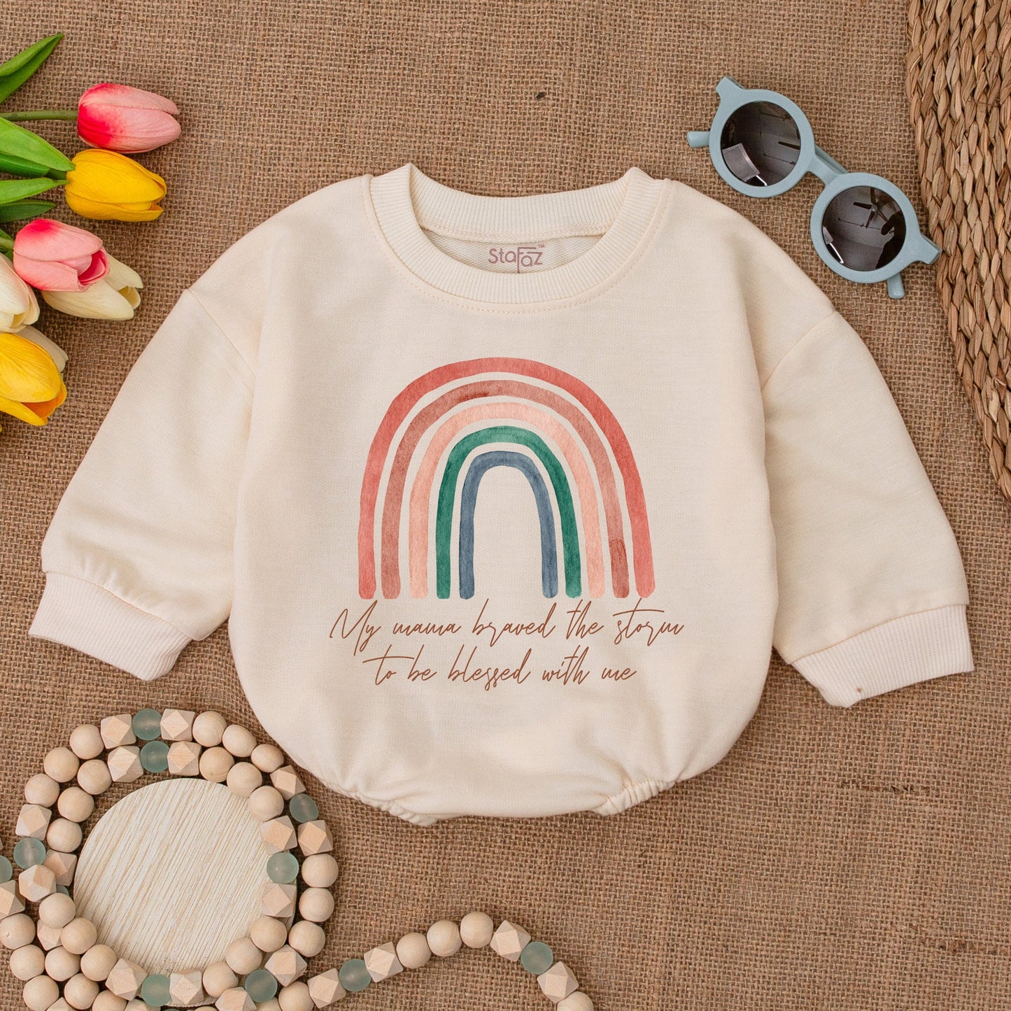 My Mama Braved the Storm IVF Baby Romper Bodysuit, Pregnancy Announcement Worth the Wait New Baby Shower Gift Coming Home Outfit