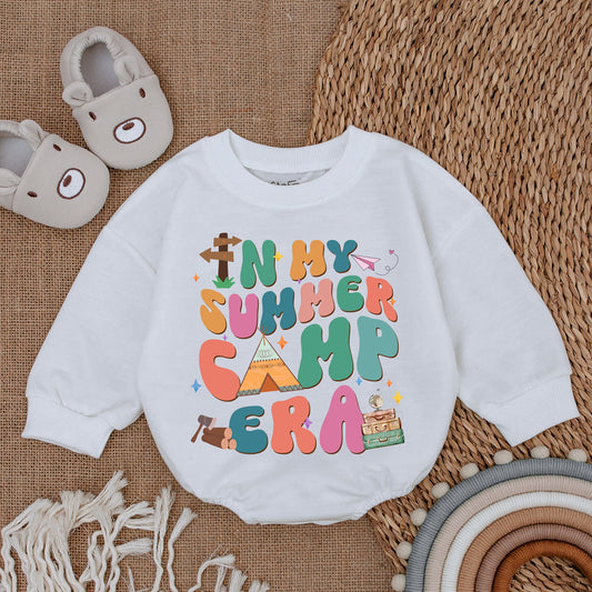 In My Camping Era Bubble Baby Romper Summer Vacation Outfit Newborn Infant Bodysuit Cute Retro Boho Camping Trip Clothes Gift