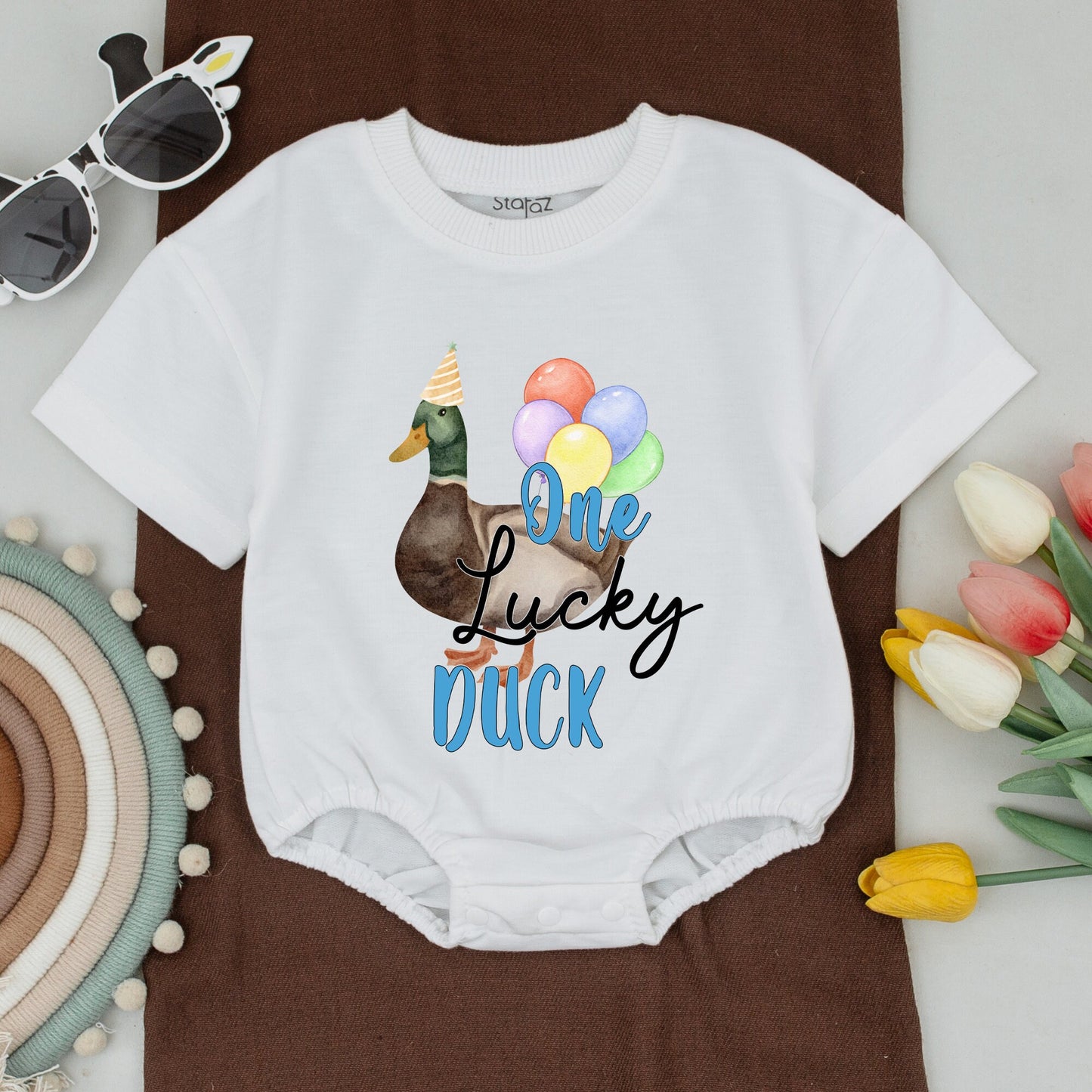 One Lucky Duck Birthday Matching Family Shirts, Cute Mallard Party Hat 1st Birthday Boy or Girl Outfit, Duck Lover Baby Bodysuit, Mommy and Me Clothes