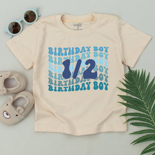Half Birthday Boy T-Shirt Six Months Old Half Way To One Baby Outfit Perfect 6 Month Celebration Gift Toddler Clothes