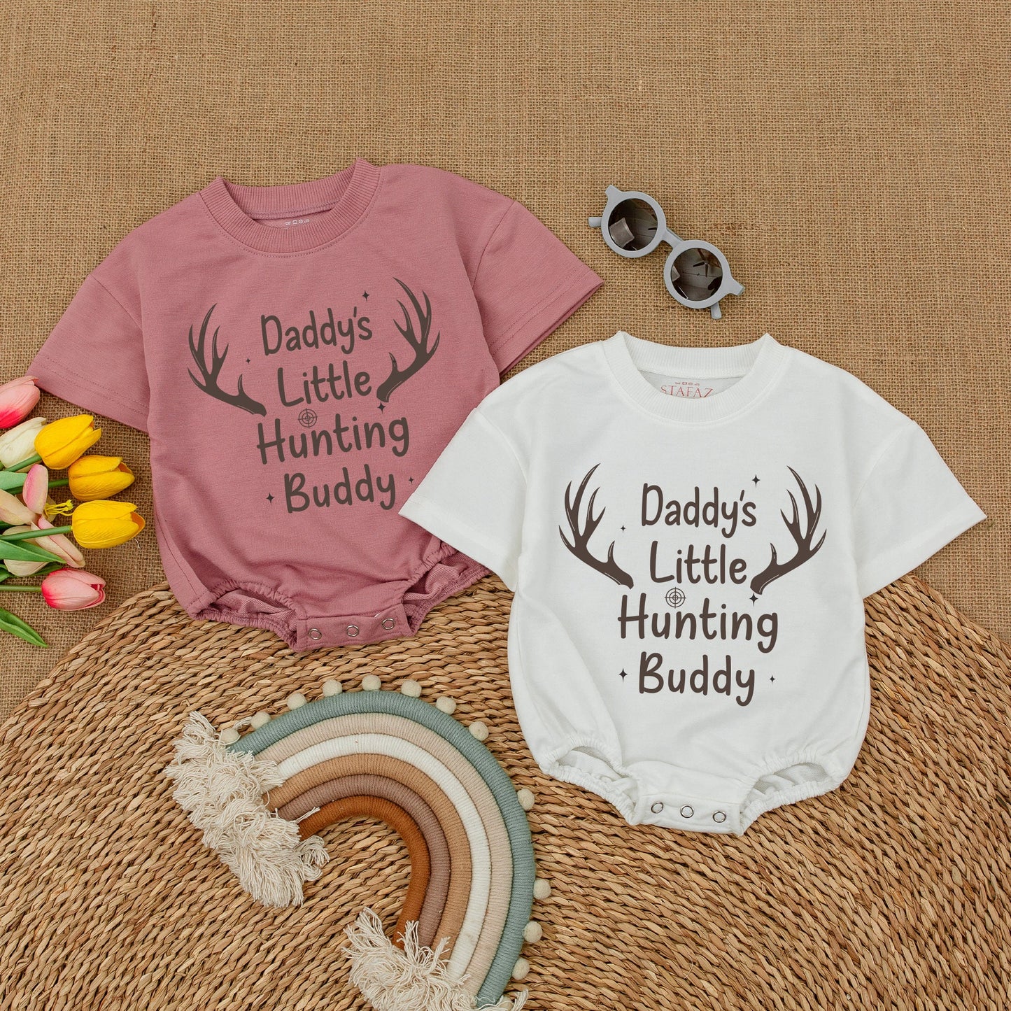 Daddy's Little Hunting Buddy Romper Newborn Baby Boy Outfit Hunting Bodysuit Country Boy Clothes Baby Shower Gift Announcement