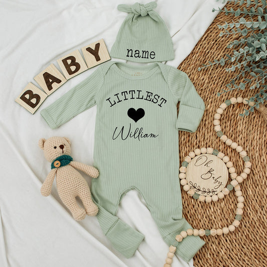 Personalized Name Baby Bodysuit and Hat Set Cute Going Home Outfit Natural Pregnancy Reveal Gift So Loved
