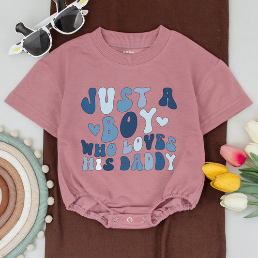 Daddy and Me Matching Outfit Just A Boy Who Loves His Dad Baby Romper First Fathers Day Gift for New Dad Son