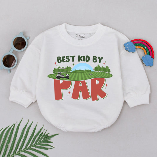 Best Kid By Par Golf Romper Baby Boy Outfit - Retro Golf Course Design, Father's Day Gift, Newborn Baby Announcement, Golfing Buddy Bodysuit (138 chars)