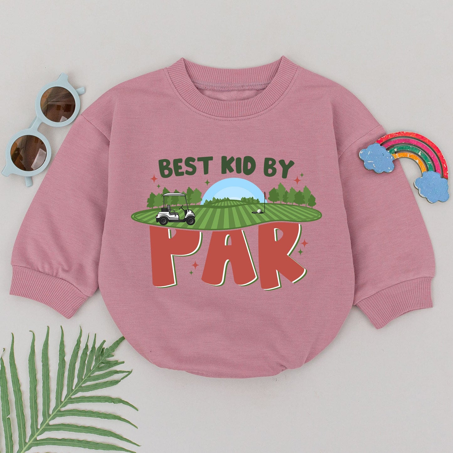 Best Kid By Par Golf Romper Baby Boy Outfit - Retro Golf Course Design, Father's Day Gift, Newborn Baby Announcement, Golfing Buddy Bodysuit (138 chars)