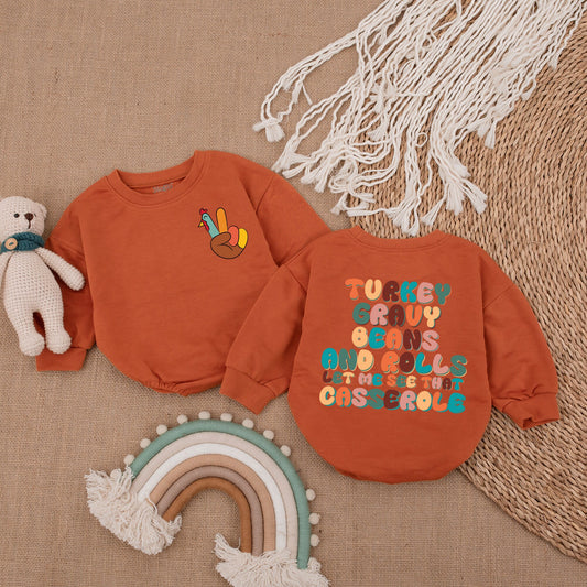 Peace Sign Turkey Baby Girl Outfit My First Thanksgiving Romper Cute Fall Baby Clothes Colorful Bird Design Vintage Style