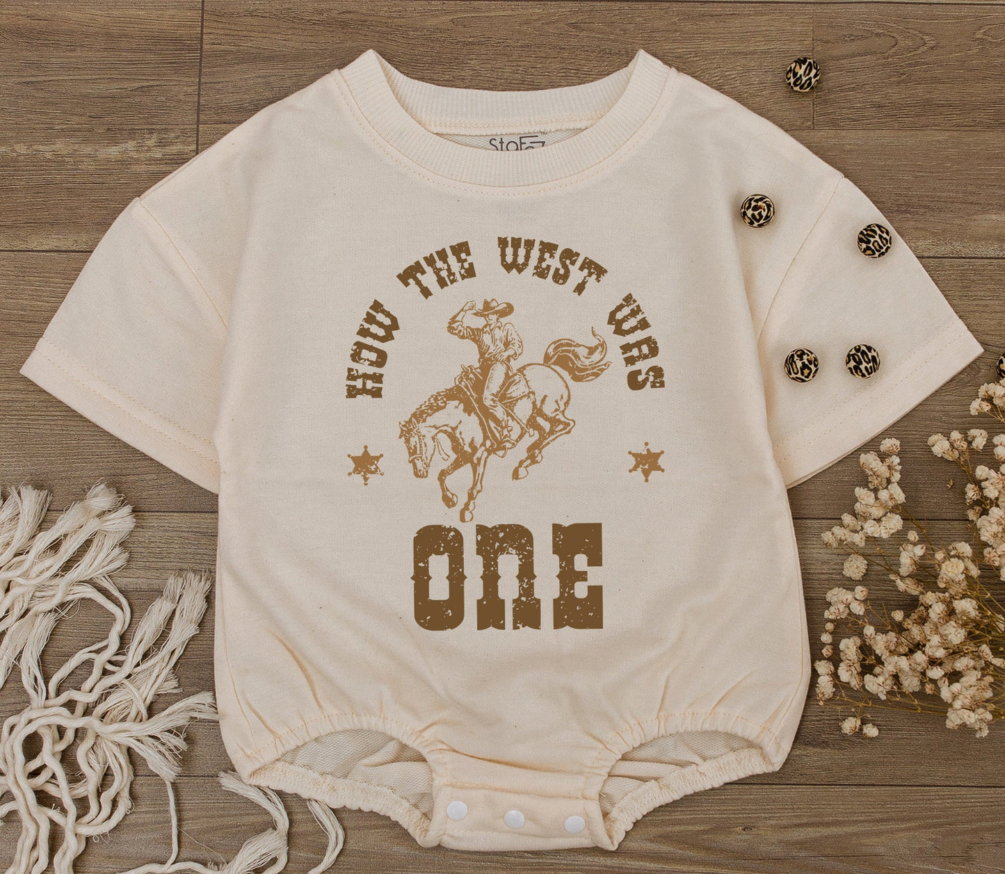 How the West Was One Birthday Bodysuit Baby Boy Girl 1st First Rodeo Outfit Western Clothes Vintage Sepia Tone Infant Gift