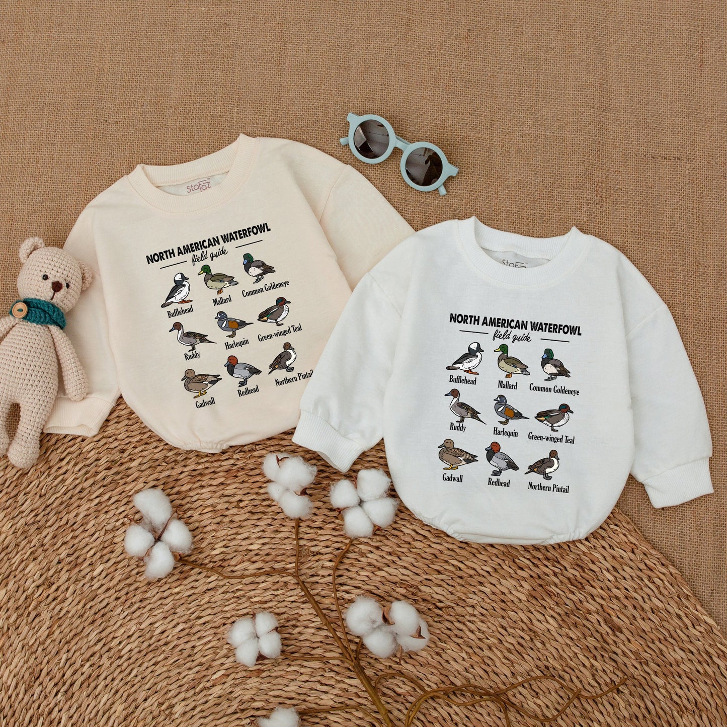 North American Waterfowl Field Guide Baby Romper Educational Duck Species Bodysuit Daddy's Hunting Buddy Bubble Outfit Cartoon Duckling Gift