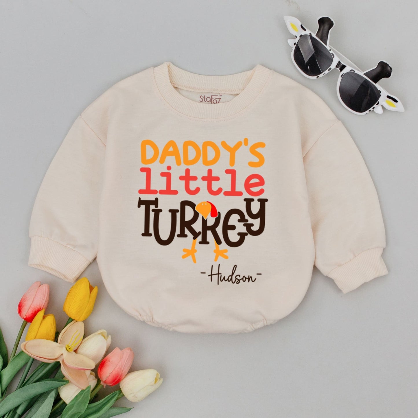 Customizable Turkey Thanksgiving Baby Romper – Cute & Funny Bodysuit