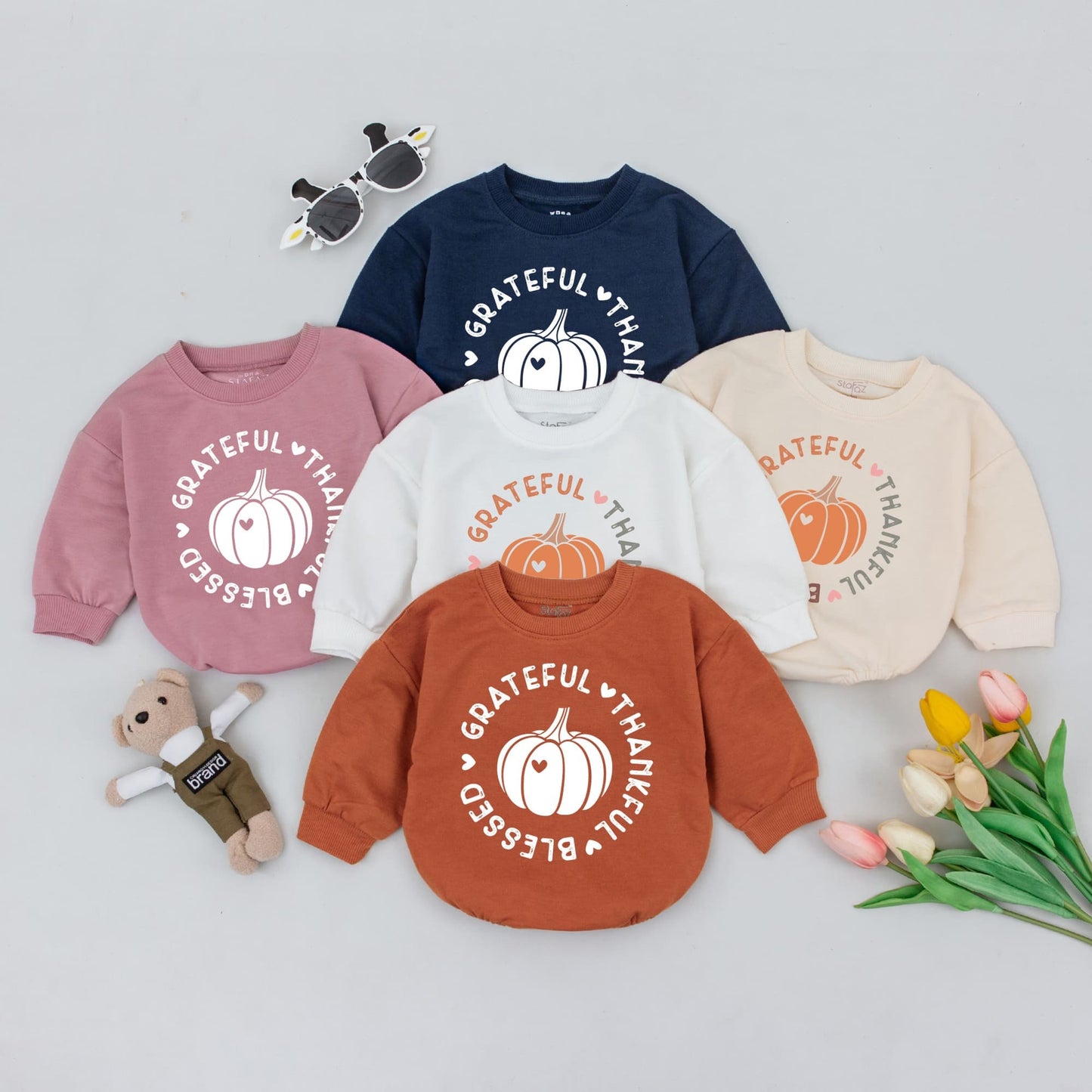 Autumn Harvest Baby Romper - Retro Pumpkin Spice Toddler Outfit
