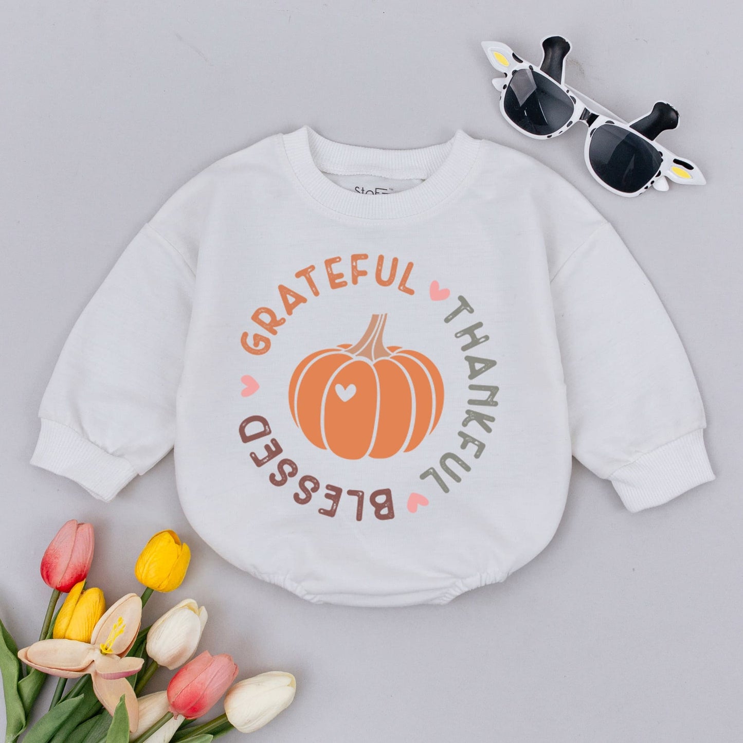Autumn Harvest Baby Romper - Retro Pumpkin Spice Toddler Outfit