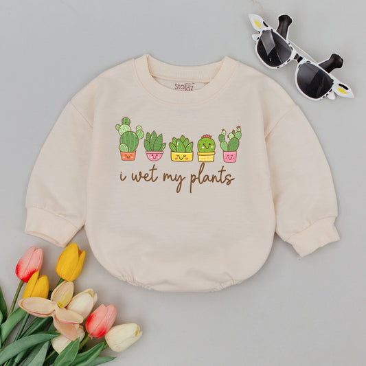 Retro Plant Lover Baby Romper: Funny, Gender Neutral Succulent Outfit