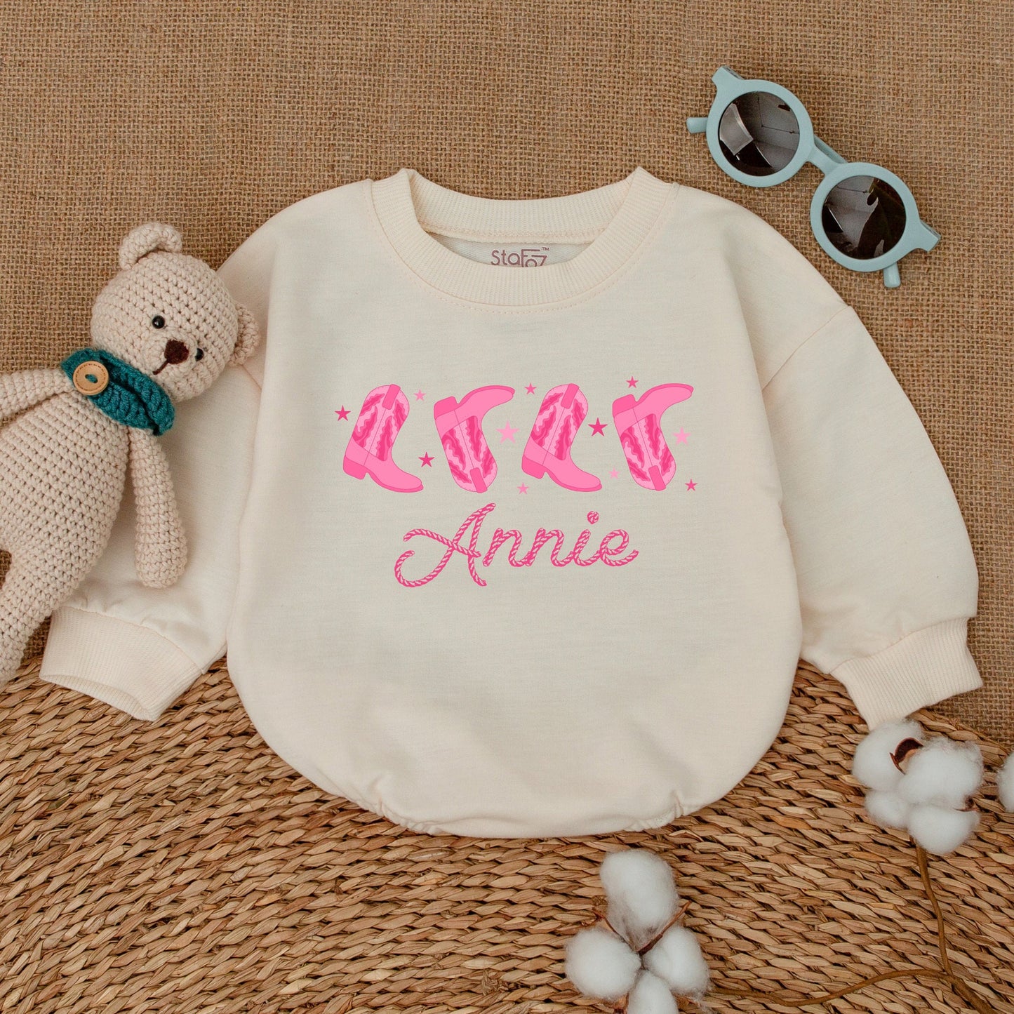 Cowgirl Boots Romper: Western Baby Girl Rodeo Outfit, Newborn Bubble Bodysuit, Country Baby Announcement, Unique Western Baby Gift, Soft Cotton (138 chars)