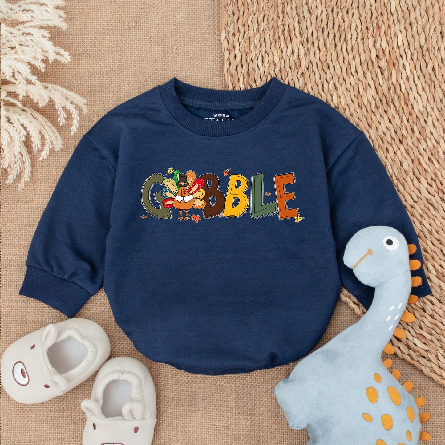 Cute Gobble Turkey Baby Romper Festive Fall Bodysuit for Thanksgiving Baby Shower First Thanksgiving Outfit Soft Cotton
