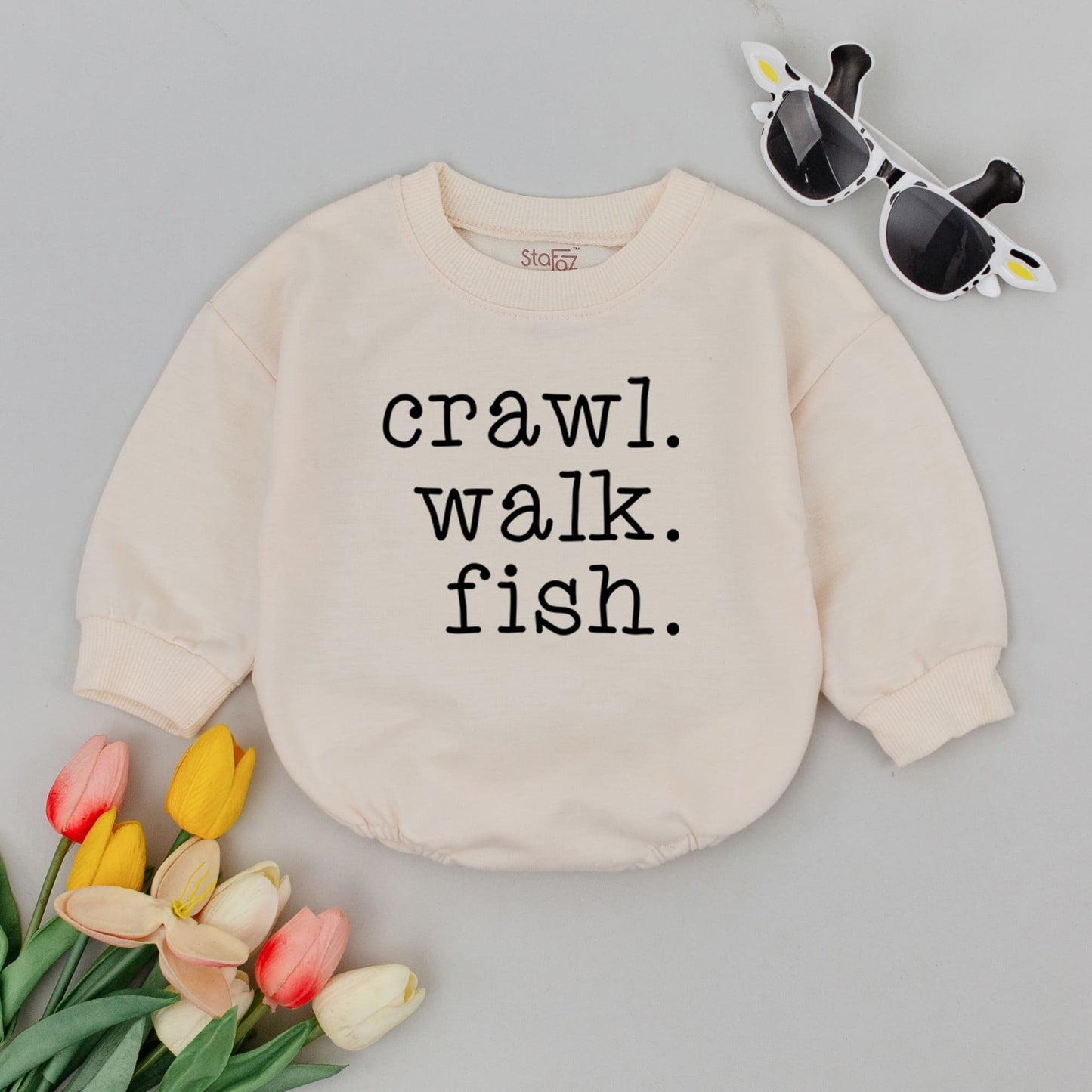 Crawl Walk Fish Baby Romper Cute Fishing Buddy Infant Bodysuit Minimalist White Design Comfortable Baby Clothes Newborn Sports Outfit Baby Shower Gift Coming Home