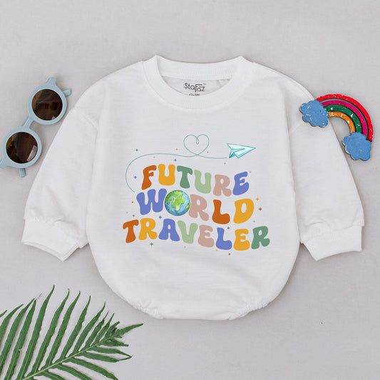 Future World Traveler Baby Romper | New Little Travel Buddy Outfit Gift for Girls | Adventure Begins Newborn Bodysuit Travel Baby Shower