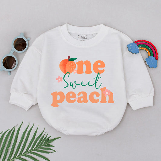 Sweet One Peach Birthday Romper, First Birthday Girl Outfit, Baby Bodysuit, Party Bubble Romper, Shower Gift, Cute 1st Birthday Outfit, Baby Girl (139)