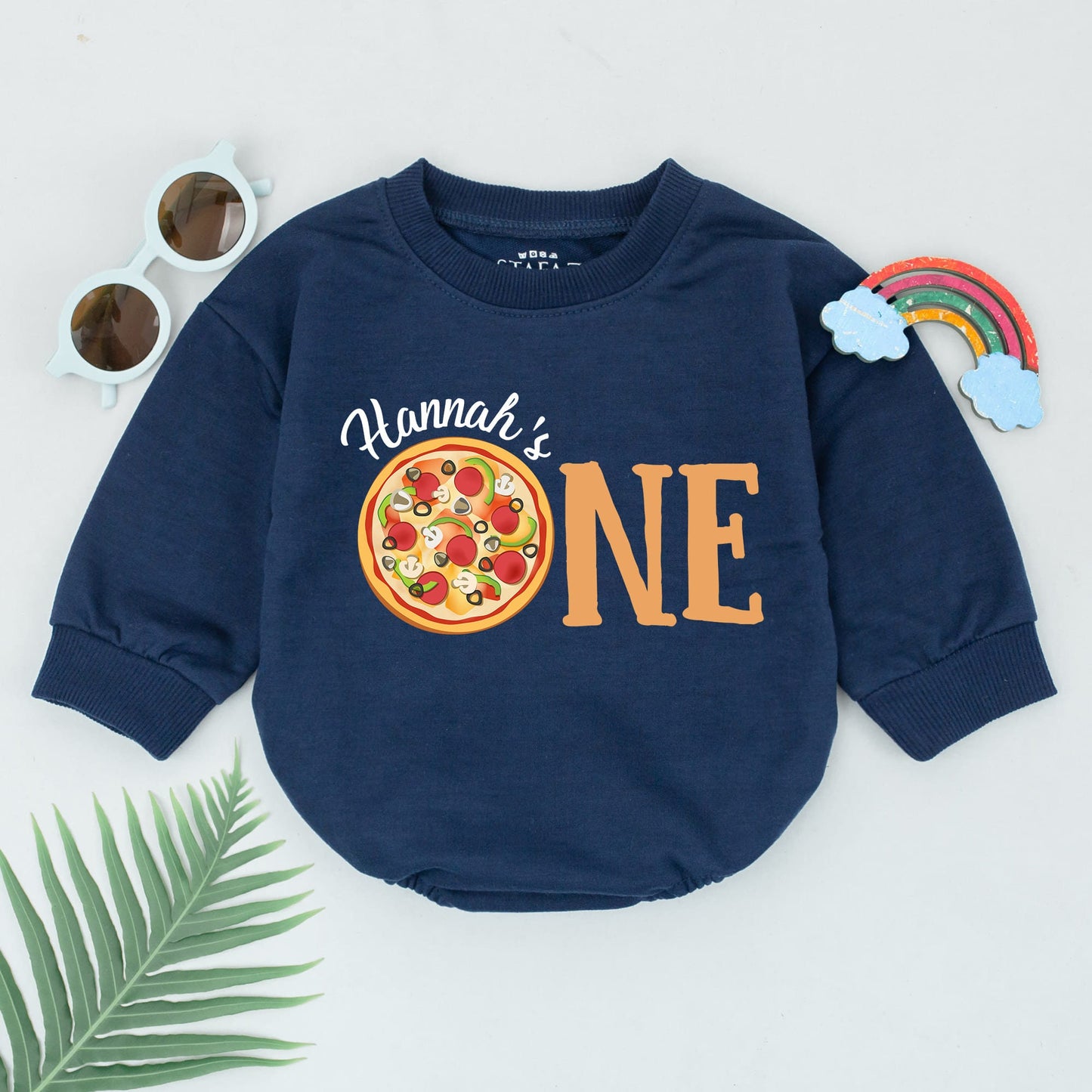 Pizza First Birthday Girl Romper - Pizza Party Bubble Bodysuit Outfit