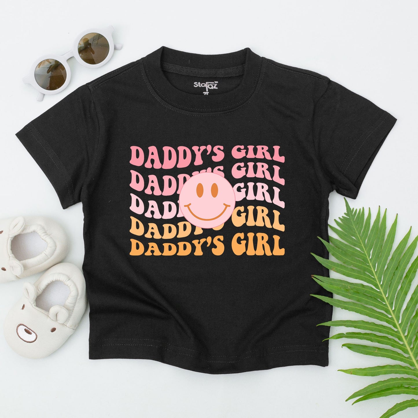 Daddy's Girl Toddler T-Shirt Wavy Retro Design Sweet Father Daughter Baby Outfit Perfect Baby Shower or Father's Day Gift Cotton Comfort