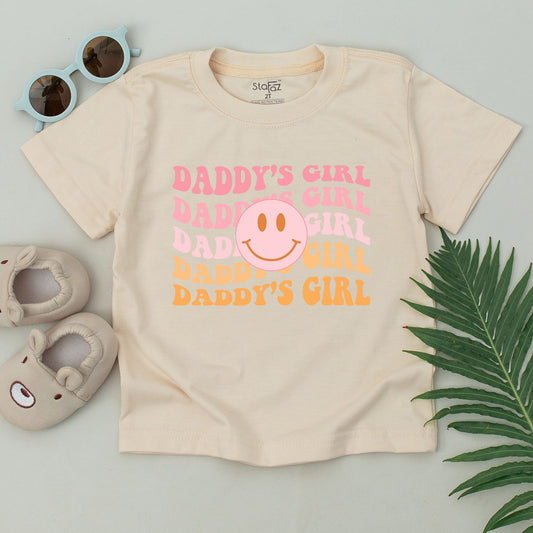 Daddy's Girl Toddler T-Shirt Wavy Retro Design Sweet Father Daughter Baby Outfit Perfect Baby Shower or Father's Day Gift Cotton Comfort