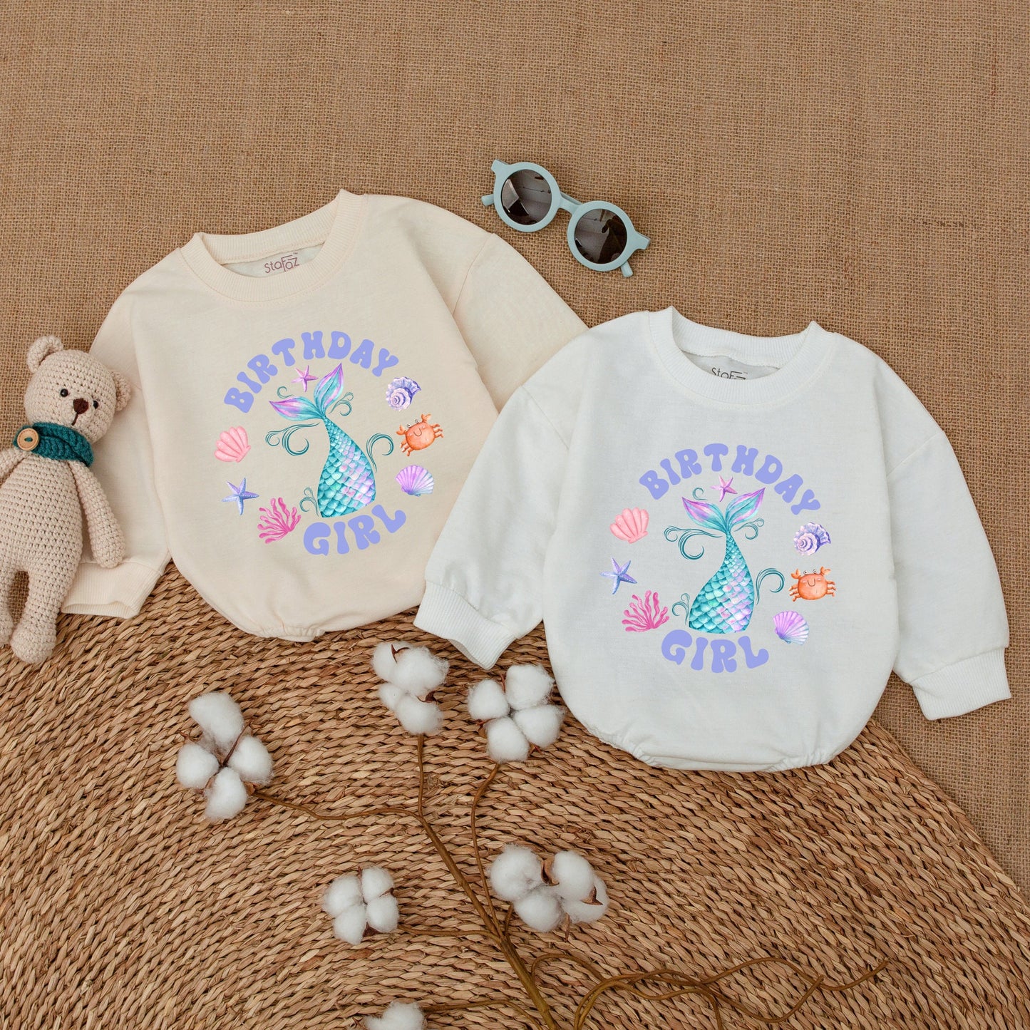Mermaid Birthday Girl Romper - 1st Birthday Oneder The Sea Smash Cake Outfit