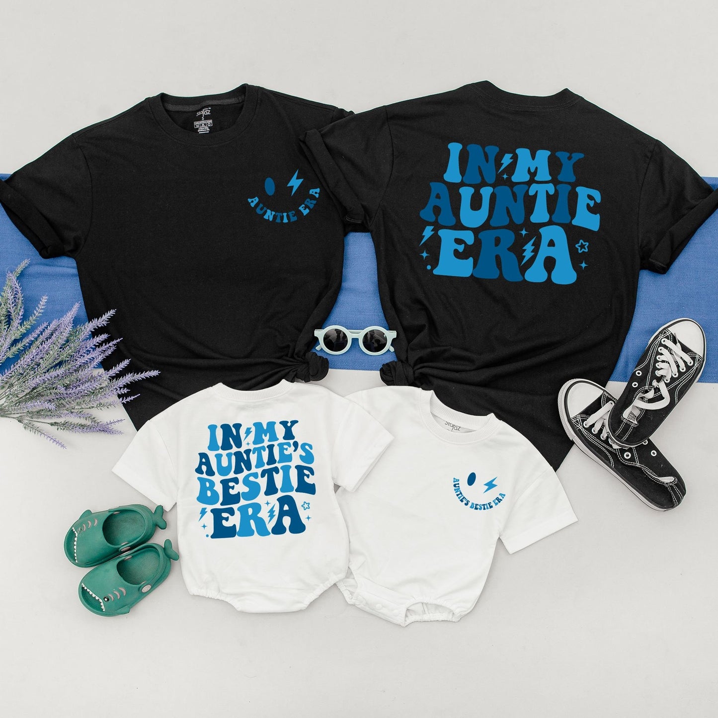 Custom Auntie Era Matching Shirt for Aunt & Nephew, Fun Aunt Birthday Gift, Family Outfit, Retro Boho Auntie Tee, Soft Cotton Comfort