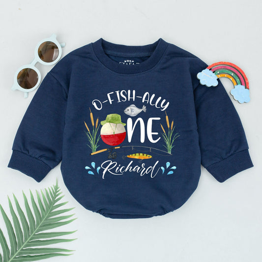 Custom O-Fish-Ally One Baby Romper: Fishing Birthday Outfit for 1st Birthday Boy, Cake Smash, Rustic First Birthday Gift