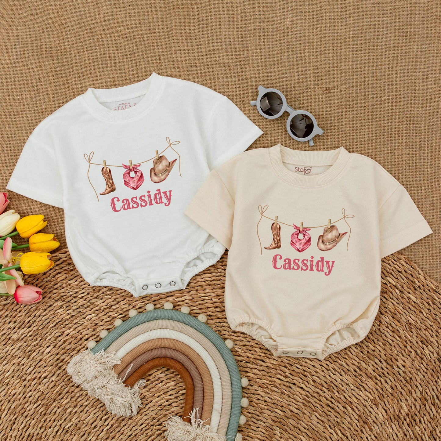Personalized Cowgirl Romper: Western Country Baby Shower Gift