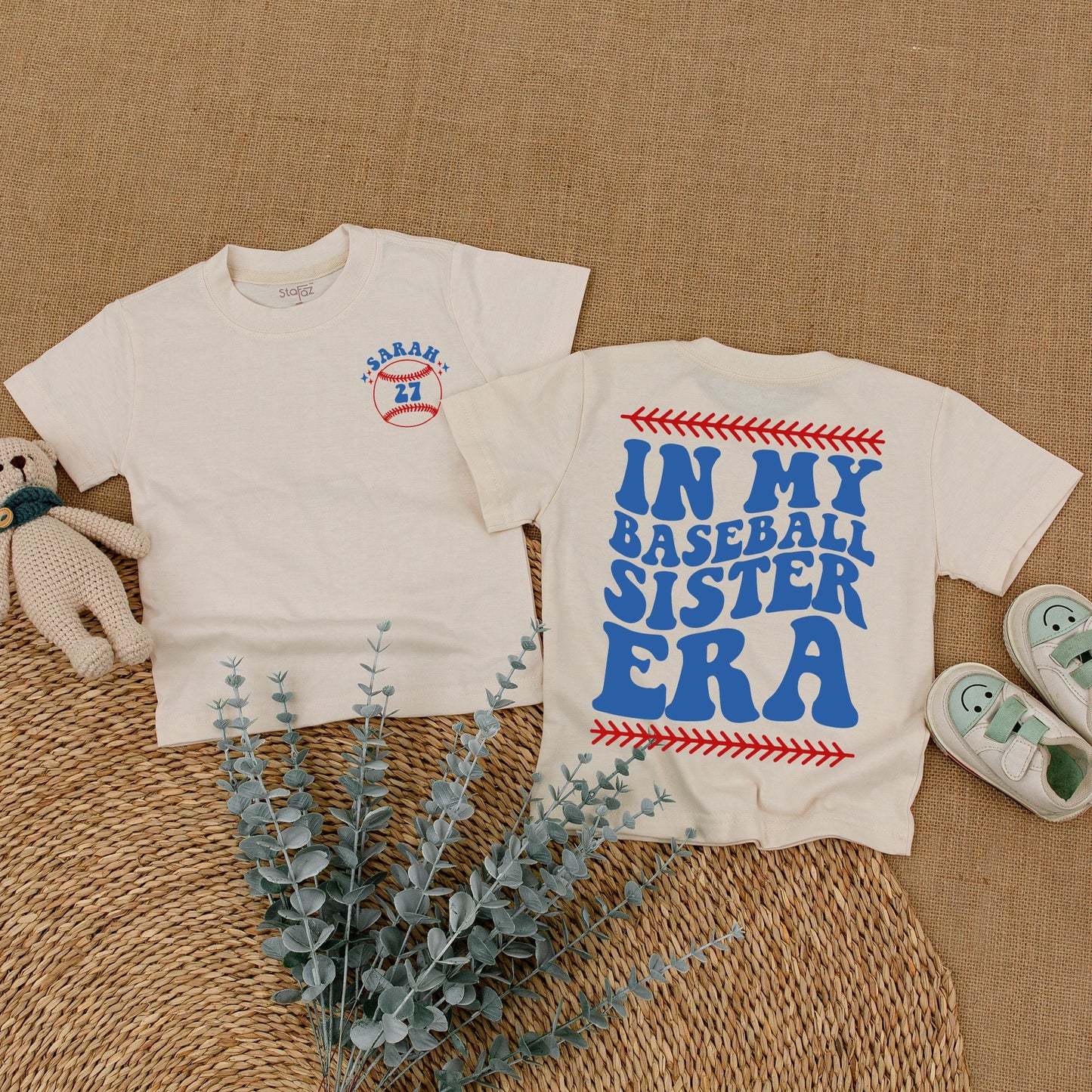 Personalized Baseball Sister Era Baby Romper - Girl Baseball Outfit