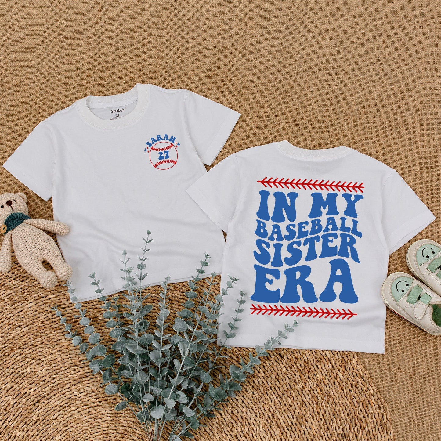 Personalized Baseball Sister Era Baby Romper - Girl Baseball Outfit