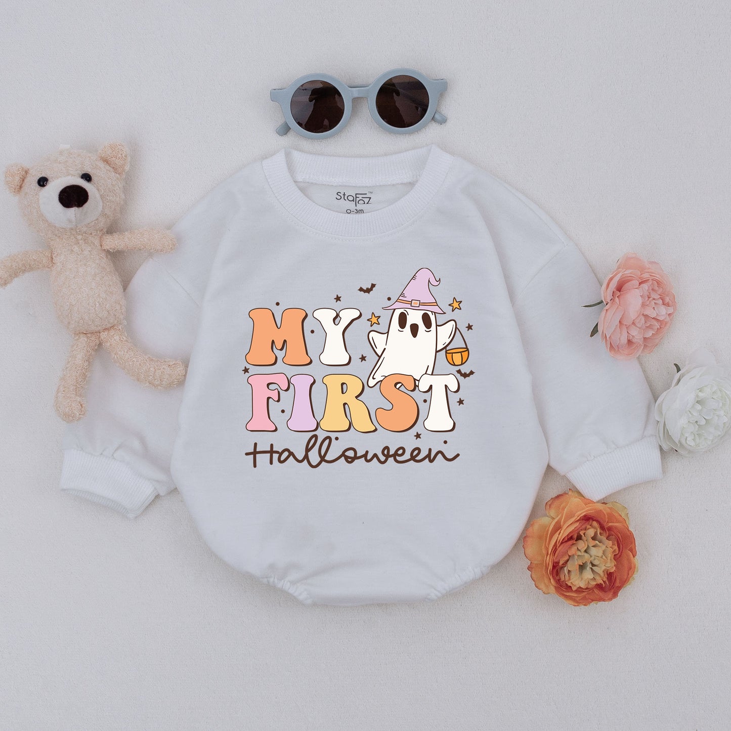 First Halloween Romper: Retro Unisex Baby Outfit for Fall Fun
