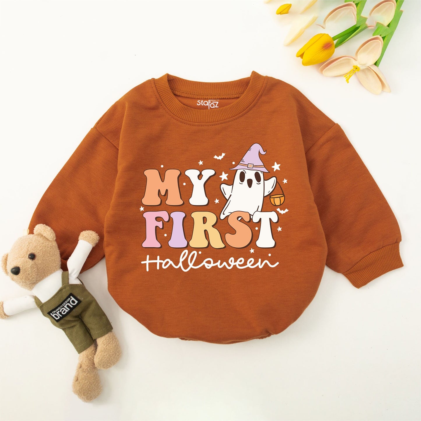 First Halloween Romper: Retro Unisex Baby Outfit for Fall Fun